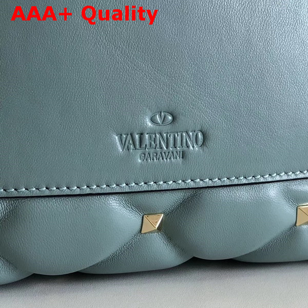 Valentino Garavani Candystud Top Handle Bag in Green and Light Blue Soft Lambskin Leather Replica