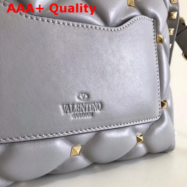 Valentino Garavani Candystud Top Handle Bag in Grey Soft Lambskin Leather Replica