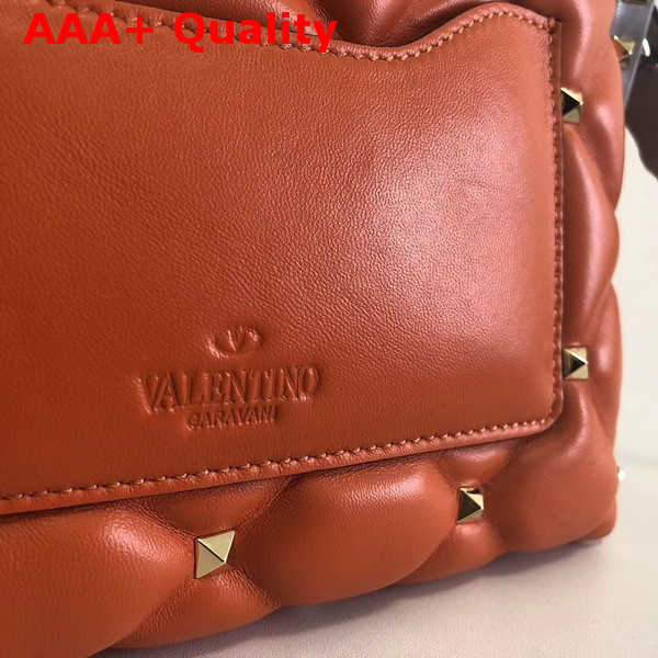 Valentino Garavani Candystud Top Handle Bag in Grey and Orange Soft Lambskin Leather Replica