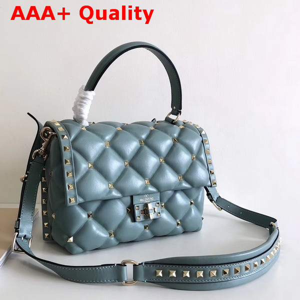 Valentino Garavani Candystud Top Handle Bag in Light Blue Soft Lambskin Leather Replica