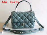 Valentino Garavani Candystud Top Handle Bag in Light Blue Soft Lambskin Leather Replica