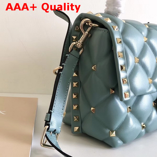 Valentino Garavani Candystud Top Handle Bag in Light Blue Soft Lambskin Leather Replica