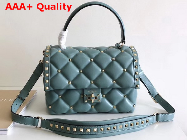 Valentino Garavani Candystud Top Handle Bag in Light Blue Soft Lambskin Leather Replica