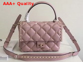 Valentino Garavani Candystud Top Handle Bag in Pink Soft Lambskin Leather Replica