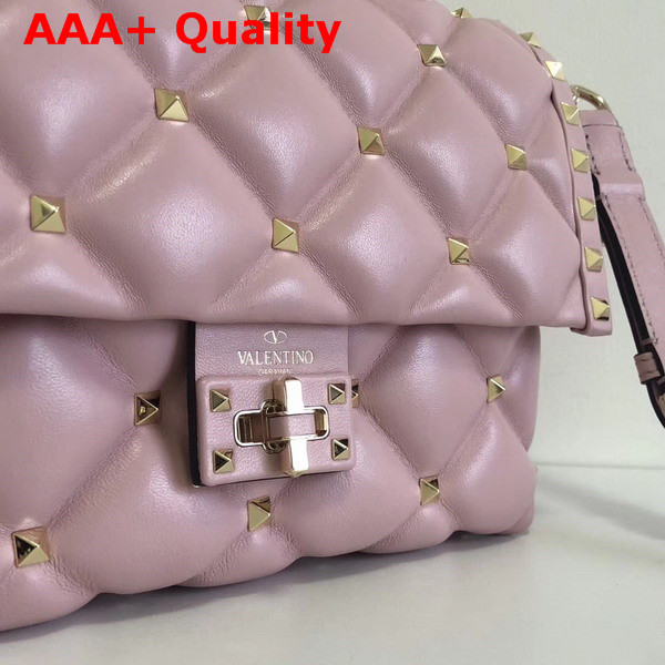 Valentino Garavani Candystud Top Handle Bag in Pink Soft Lambskin Leather Replica