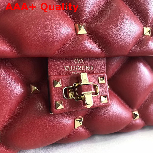 Valentino Garavani Candystud Top Handle Bag in Red Soft Lambskin Leather Replica