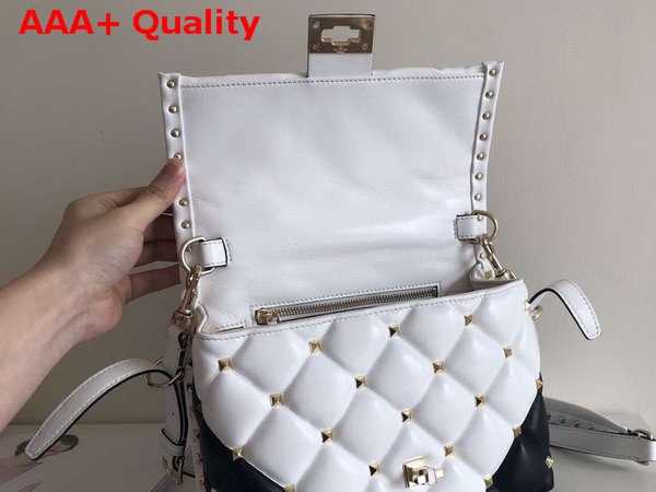 Valentino Garavani Candystud Top Handle Bag in White and Black Soft Lambskin Replica