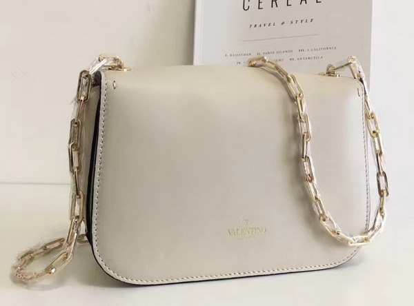 Valentino Garavani Chain Cross Body Bag in Beige Calfskin For Sale