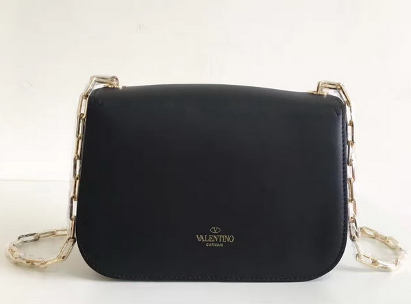 Valentino Garavani Chain Cross Body Bag in Black Calfskin For Sale