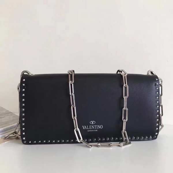 Valentino Garavani Chain Cross Body Bag in Calfskin Black For Sale