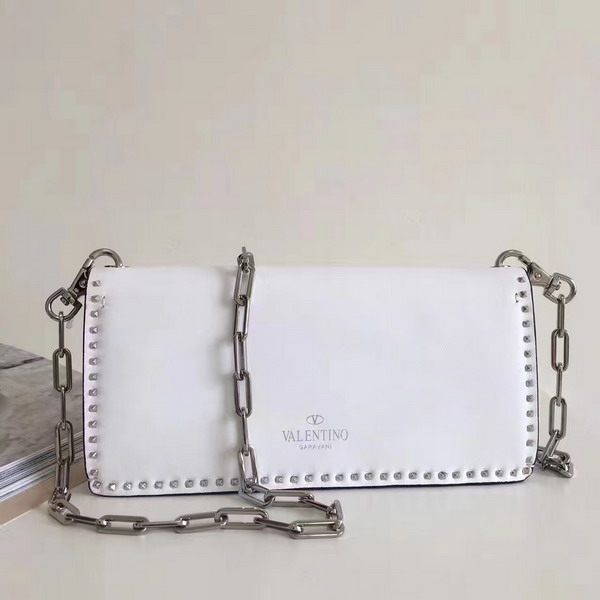 Valentino Garavani Chain Cross Body Bag in Calfskin White For Sale