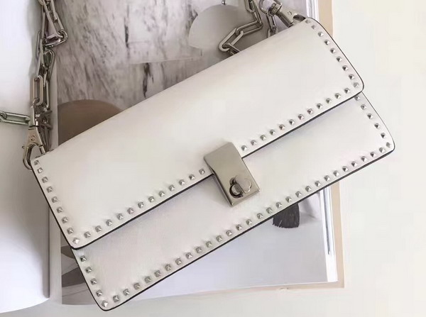 Valentino Garavani Chain Cross Body Bag in Calfskin White For Sale