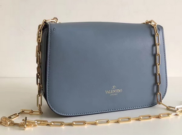 Valentino Garavani Chain Cross Body Bag in Light Blue Calfskin For Sale