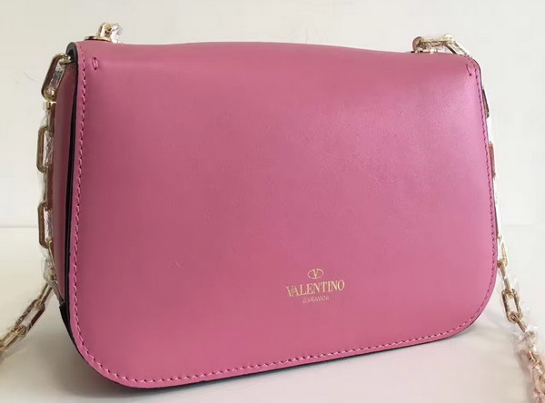 Valentino Garavani Chain Cross Body Bag in Pink Calfskin For Sale