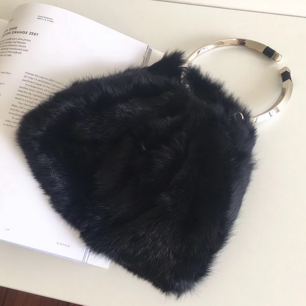 Valentino Garavani Clutch in Mink Fur Black For Sale