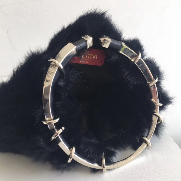 Valentino Garavani Clutch in Mink Fur Black For Sale