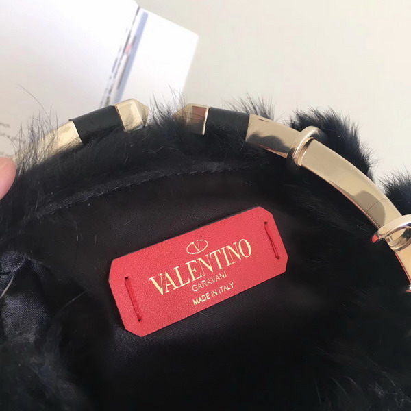 Valentino Garavani Clutch in Mink Fur Black For Sale