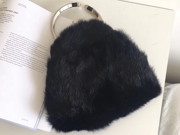 Valentino Garavani Clutch in Mink Fur Black For Sale