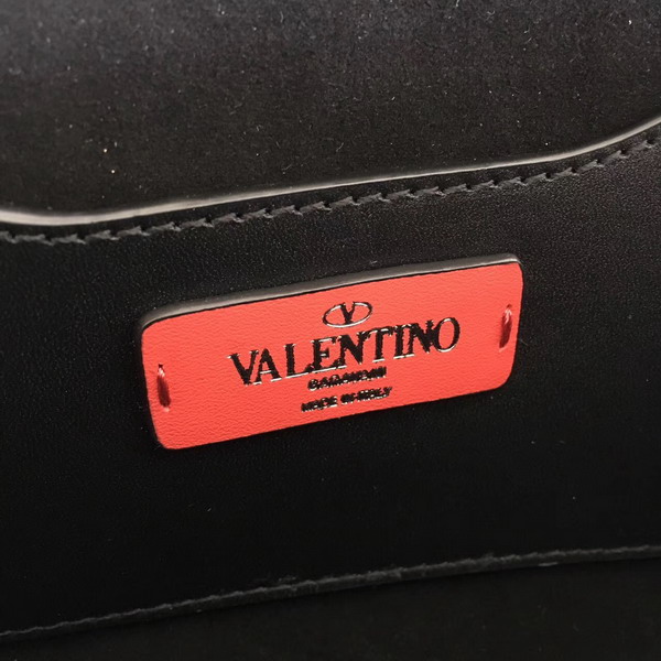 Valentino Garavani Demilune Clutch in Black Soft Full Grain Calfskin Leather with Gun Metal For Sale