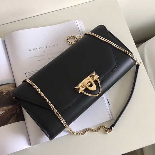 Valentino Garavani Demilune Clutch in Black Soft Full Grain Calfskin Leather with a Natural Hand and Shiny Finishing For Sale