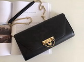 Valentino Garavani Demilune Clutch in Black Soft Full Grain Calfskin Leather with a Natural Hand and Shiny Finishing For Sale