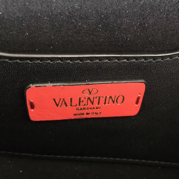 Valentino Garavani Demilune Clutch in Black Soft Full Grain Calfskin Leather with a Natural Hand and Shiny Finishing For Sale