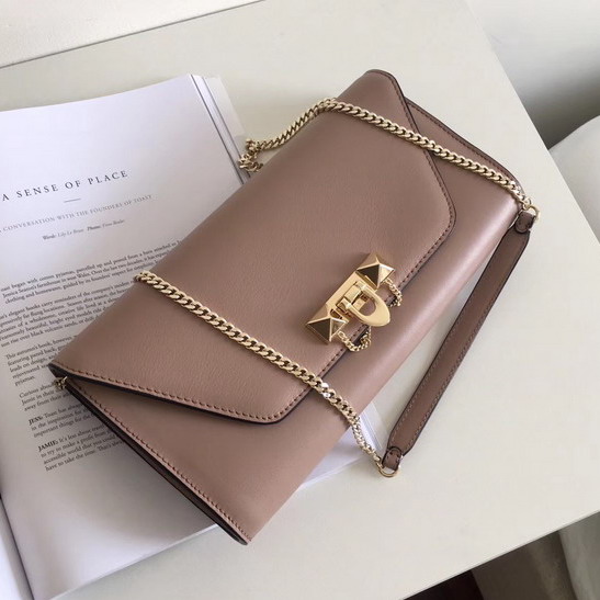 Valentino Garavani Demilune Clutch in Nude Soft Full Grain Calfskin Leather with a Natural Hand and Shiny Finishing For Sale