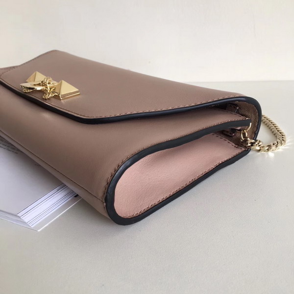 Valentino Garavani Demilune Clutch in Nude Soft Full Grain Calfskin Leather with a Natural Hand and Shiny Finishing For Sale