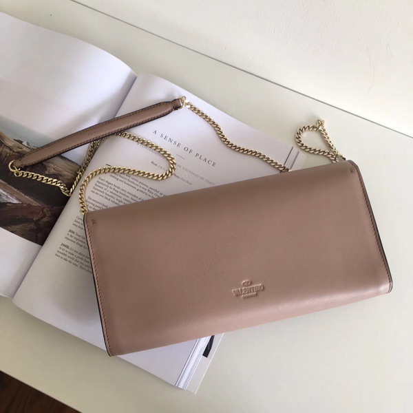 Valentino Garavani Demilune Clutch in Nude Soft Full Grain Calfskin Leather with a Natural Hand and Shiny Finishing For Sale