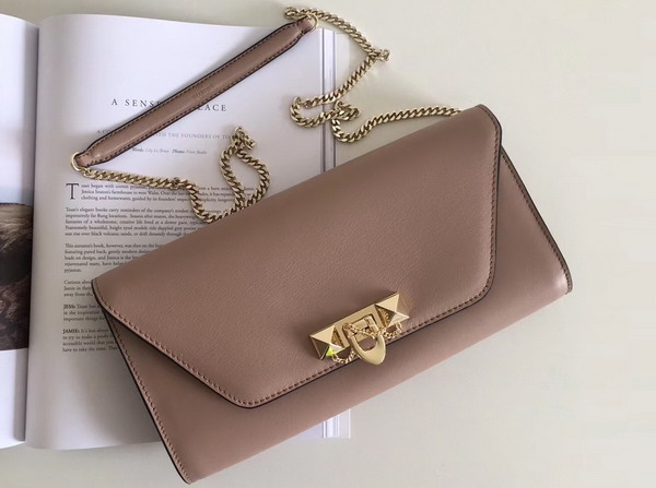 Valentino Garavani Demilune Clutch in Nude Soft Full Grain Calfskin Leather with a Natural Hand and Shiny Finishing For Sale