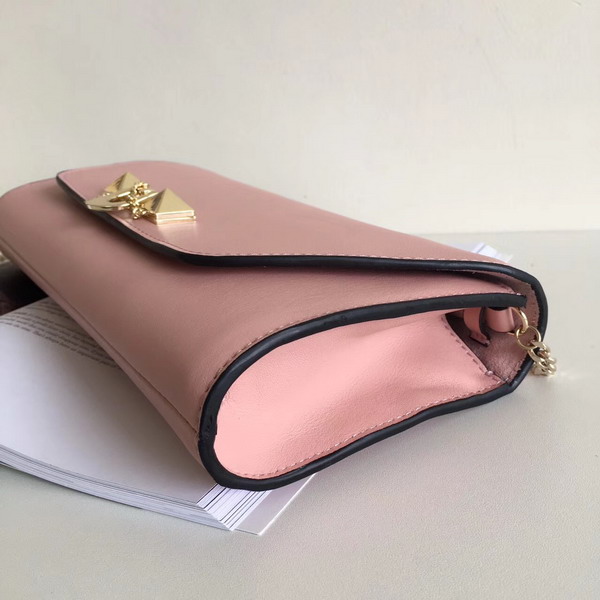 Valentino Garavani Demilune Clutch in Pink Soft Full Grain Calfskin Leather with a Natural Hand and Shiny Finishing For Sale