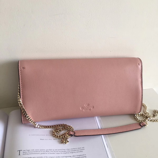 Valentino Garavani Demilune Clutch in Pink Soft Full Grain Calfskin Leather with a Natural Hand and Shiny Finishing For Sale