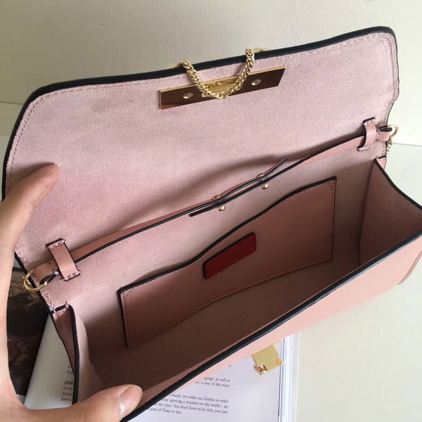 Valentino Garavani Demilune Clutch in Pink Soft Full Grain Calfskin Leather with a Natural Hand and Shiny Finishing For Sale