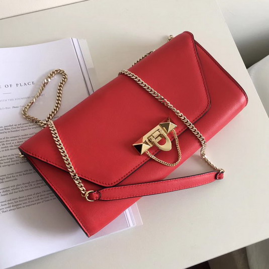 Valentino Garavani Demilune Clutch in Red Soft Full Grain Calfskin Leather with a Natural Hand and Shiny Finishing For Sale