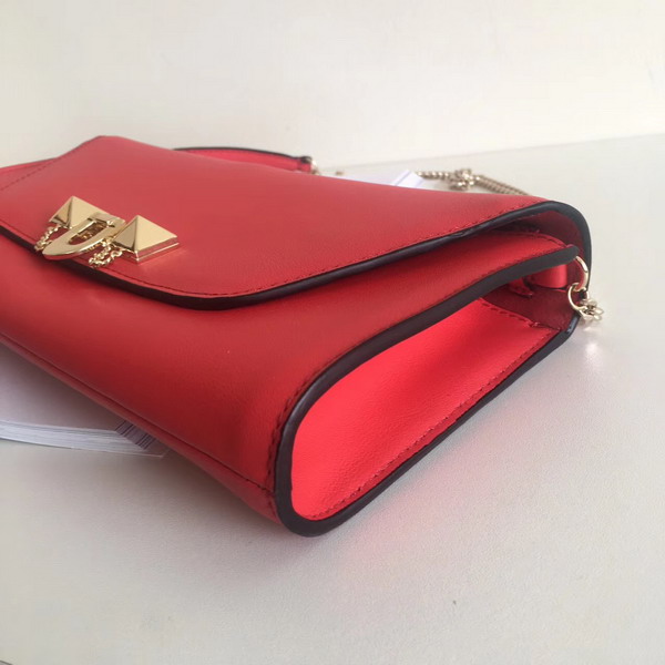 Valentino Garavani Demilune Clutch in Red Soft Full Grain Calfskin Leather with a Natural Hand and Shiny Finishing For Sale