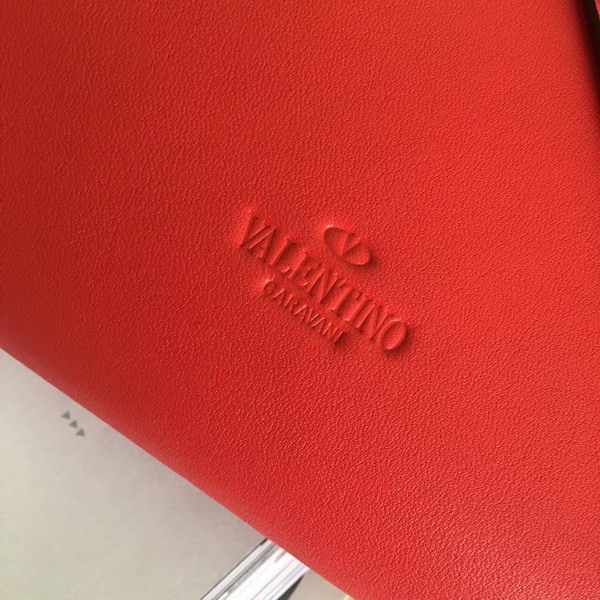 Valentino Garavani Demilune Clutch in Red Soft Full Grain Calfskin Leather with a Natural Hand and Shiny Finishing For Sale