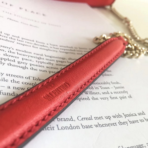 Valentino Garavani Demilune Clutch in Red Soft Full Grain Calfskin Leather with a Natural Hand and Shiny Finishing For Sale