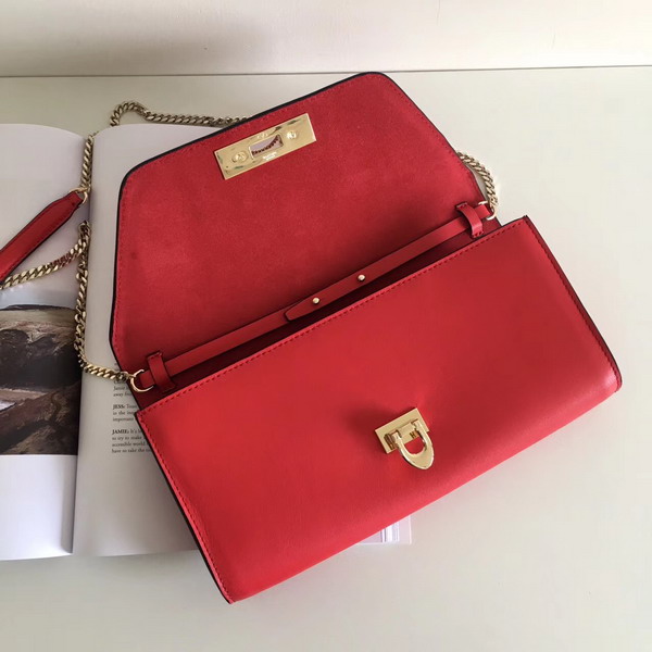 Valentino Garavani Demilune Clutch in Red Soft Full Grain Calfskin Leather with a Natural Hand and Shiny Finishing For Sale