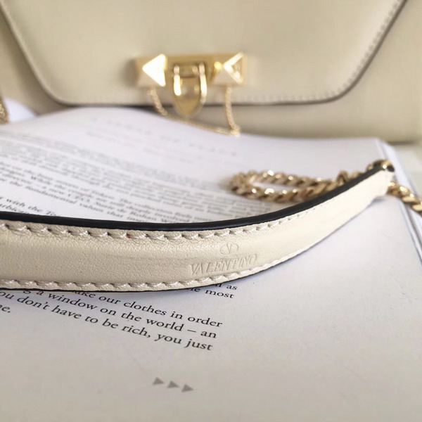 Valentino Garavani Demilune Clutch in White Soft Full Grain Calfskin Leather with a Natural Hand and Shiny Finishing For Sale