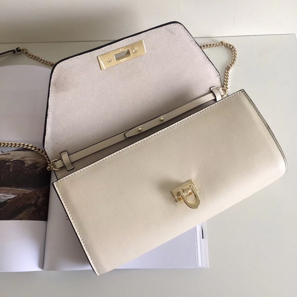 Valentino Garavani Demilune Clutch in White Soft Full Grain Calfskin Leather with a Natural Hand and Shiny Finishing For Sale