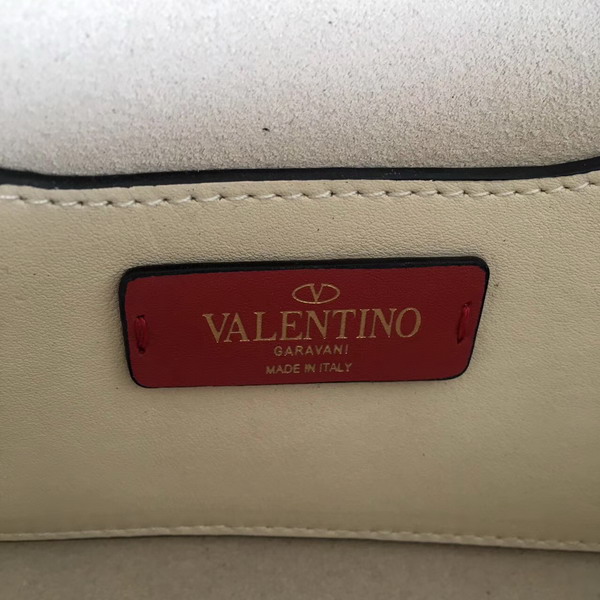 Valentino Garavani Demilune Clutch in White Soft Full Grain Calfskin Leather with a Natural Hand and Shiny Finishing For Sale