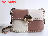 Valentino Garavani Demilune Cross Body Bag in Pink and White Soft Full Grain Calfskin Leather Replica