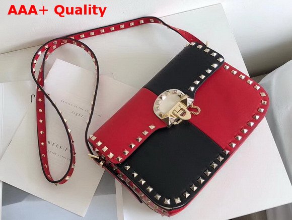 Valentino Garavani Demilune Cross Body Bag in Red and Black Soft Full Grain Calfskin Leather Replica