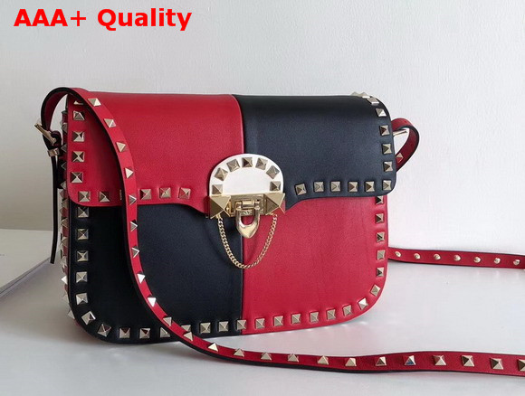 Valentino Garavani Demilune Cross Body Bag in Red and Black Soft Full Grain Calfskin Leather Replica