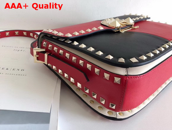 Valentino Garavani Demilune Cross Body Bag in Red and Black Soft Full Grain Calfskin Leather Replica