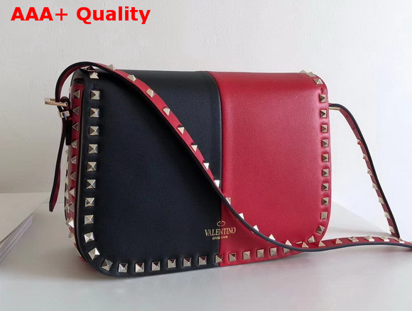 Valentino Garavani Demilune Cross Body Bag in Red and Black Soft Full Grain Calfskin Leather Replica