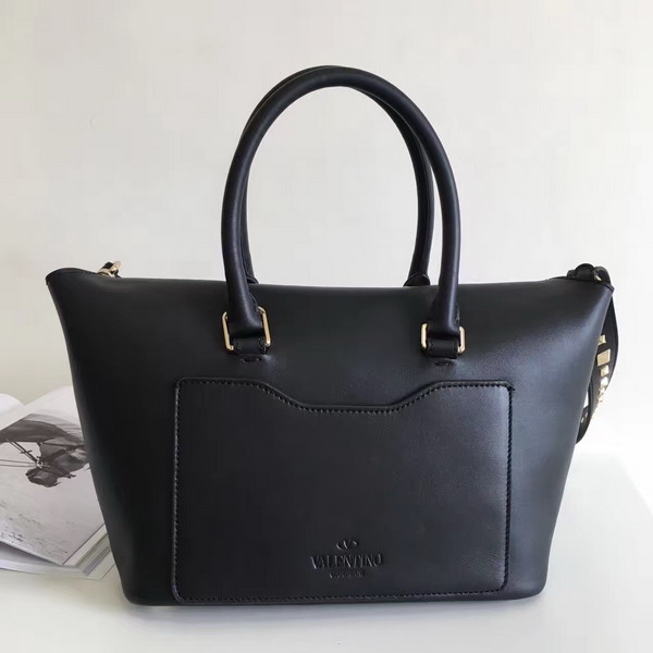 Valentino Garavani Demilune Double Handle Bag in Black Calfskin Leather For Sale