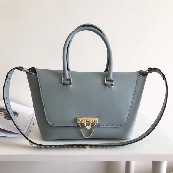 Valentino Garavani Demilune Double Handle Bag in Light Blue Calfskin Leather For Sale