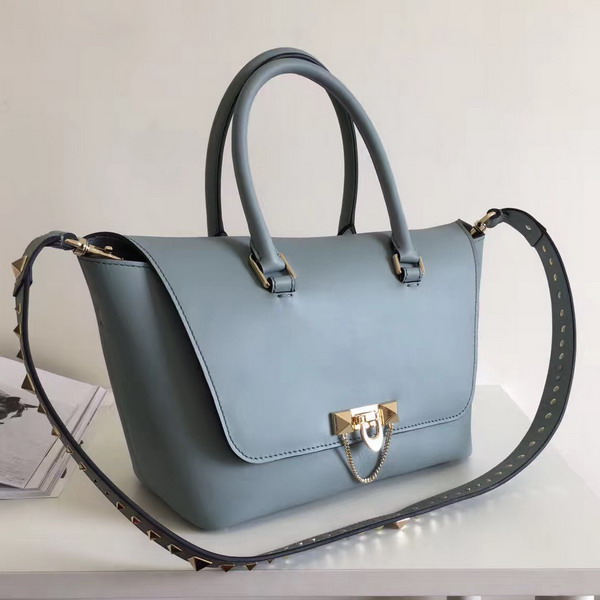 Valentino Garavani Demilune Double Handle Bag in Light Blue Calfskin Leather For Sale