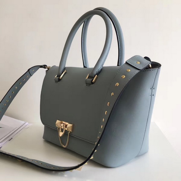 Valentino Garavani Demilune Double Handle Bag in Light Blue Calfskin Leather For Sale